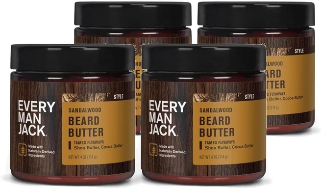 에브리맨잭 비어드 버터 샌달우드 시어버터 코코넛오일, 4개, 114g - 쿠팡
