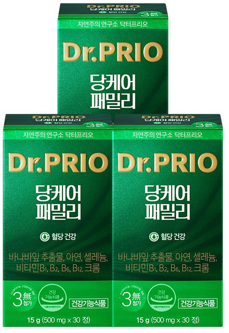 닥터프리오 당케어 패밀리 바나바잎추출물 15g, 30정, 3개