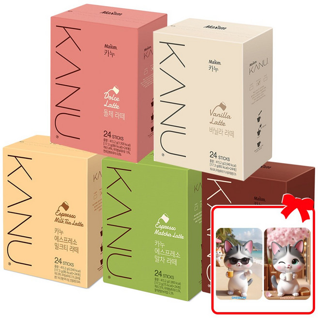 카누 라떼 5종 세트 (+대순이 캐릭터 포토카드 증정), 3세트, 120개입, 415.2g