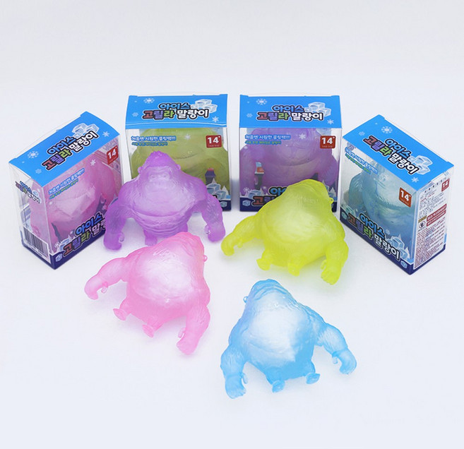 아이스 고릴라 말랑이 랜덤발송 어린이 아이스팩 고릴라 주물럭 고릴라 스퀴시 소근육발달 장난감 소근육발달 완구, 1개
