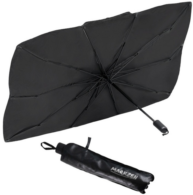 마크젠 앞유리 차량용 햇빛가리개 우산형, 블랙, 1개