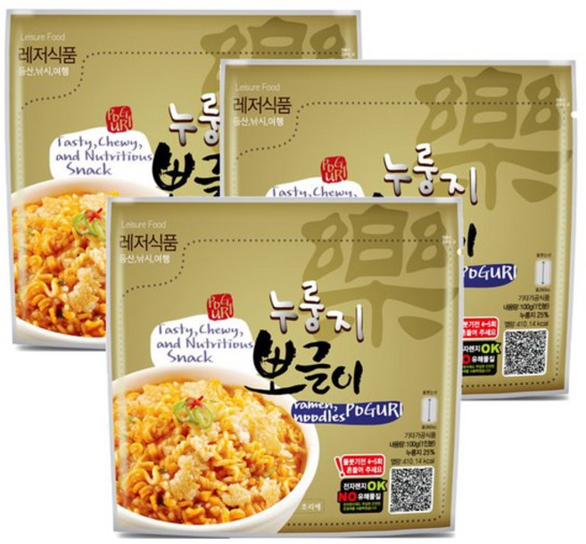 즉석밥 비상전투식량 누룽지 뽀글이라면밥 100g 3P, 3개
