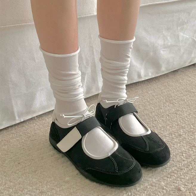 Guokr Store 여성 롤업 중목양말 베이직 캐주얼 통기성 3켤레 세트 230-250mm