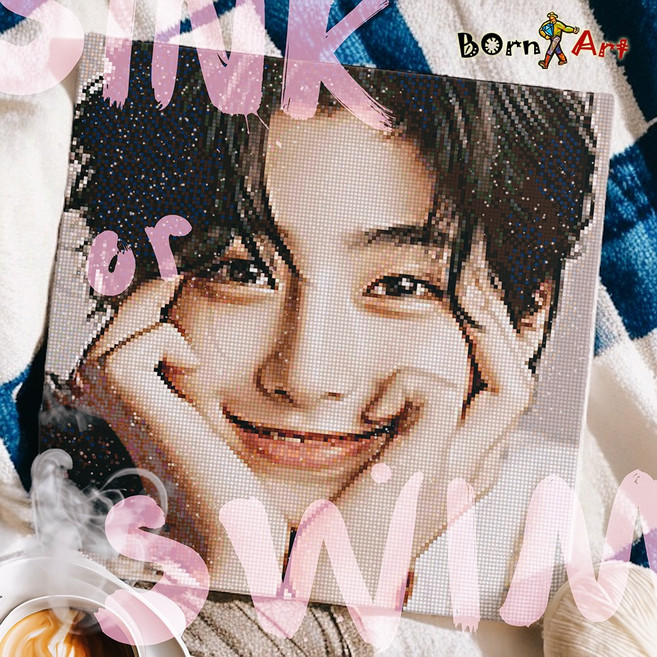 본아트 보석십자수 국내 주문제작 캔버스 사진 비즈 큐빅, 화이트, 1세트, 40x50cm, 캔버스형