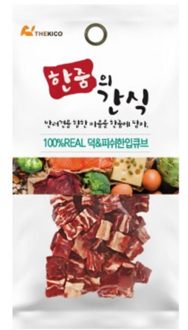 한줌의간식 강아지 산책용간식 노즈워크 그레인프리 수제간식 개별포장, 1개, 덕&피쉬 한입큐브