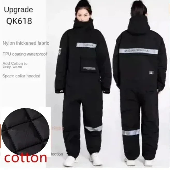 전기 오토바이 라이딩 방한 의류 원피스 따뜻한 플러시 스플릿 레그 두꺼운 겨울, 02 A861, 05 XL