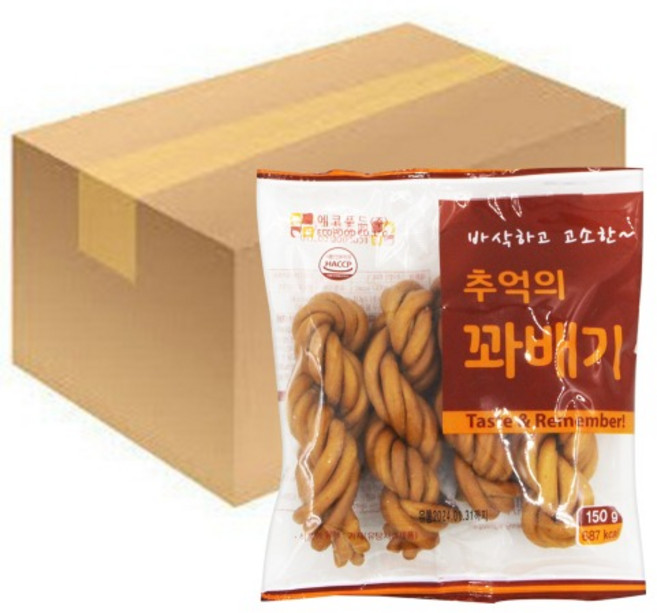 에코푸드 추억의 꽈배기 150g 14개입 1박스 스낵 무, 14개