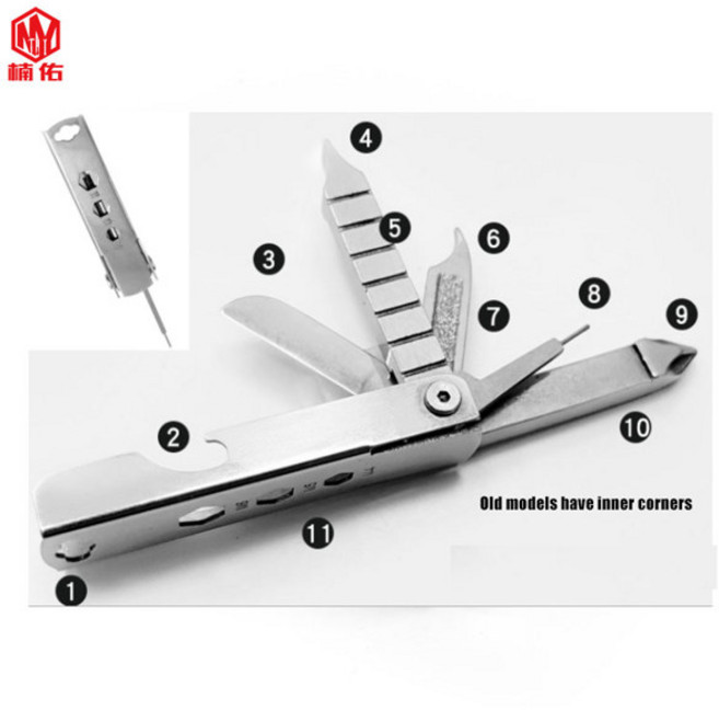 휴대용 미니 스테인레스 스틸 스크루드라이버 렌치 병따개 조합 도구 세트 야외 비상 EDC 수리 멀티툴 1PC, [02] Old style, 1개