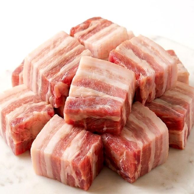 최고기나라 돼지고기 흑돼지 듀록 삼겹살 벽돌 한입 큐브삼겹살 1kg, 1개