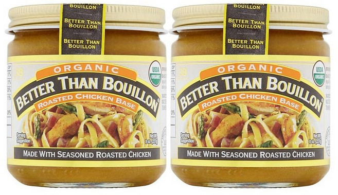 Better Than Bouillon 유기농 로스트 치킨 베이스 시즈닝 USDA 병당 38회 분량 포함 226.8g(8온스) (1팩) 264686, 8 Ounce (Pack of 2), 유기농 치킨