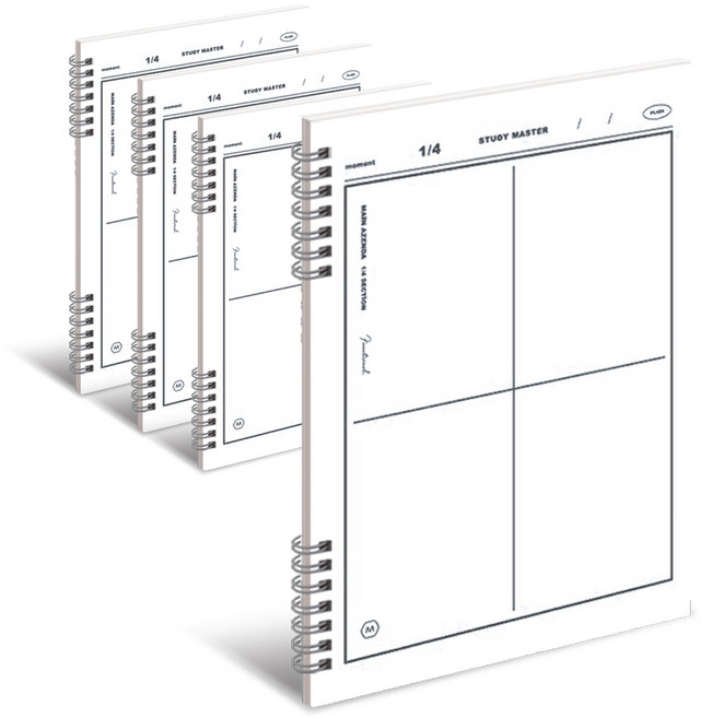 뮤니드 It spring 4분할 수학 연습장 4권 세트, 화이트, 1세트