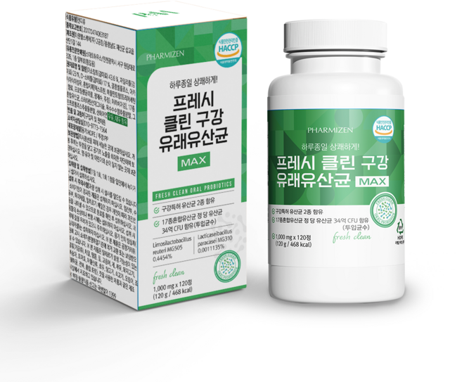 PHARMIZEN 프레시 클린 구강 유래 유산균 MAX, 1개, 120정