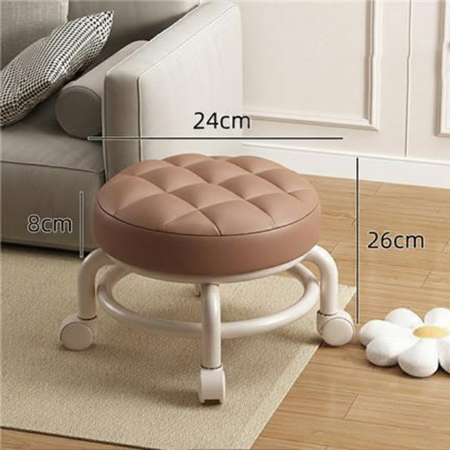 엘에이스 쿠션 이동식의자 앉은뱅이 바퀴의자, 브라운, 1개