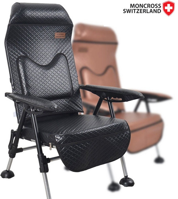 25년 몽크로스 낚시의자 와이드 쿠션 엠보의자 민물낚시의자 MCC-S230+등받이 각도조절, 1개, 블랙 + 이동식 손잡이