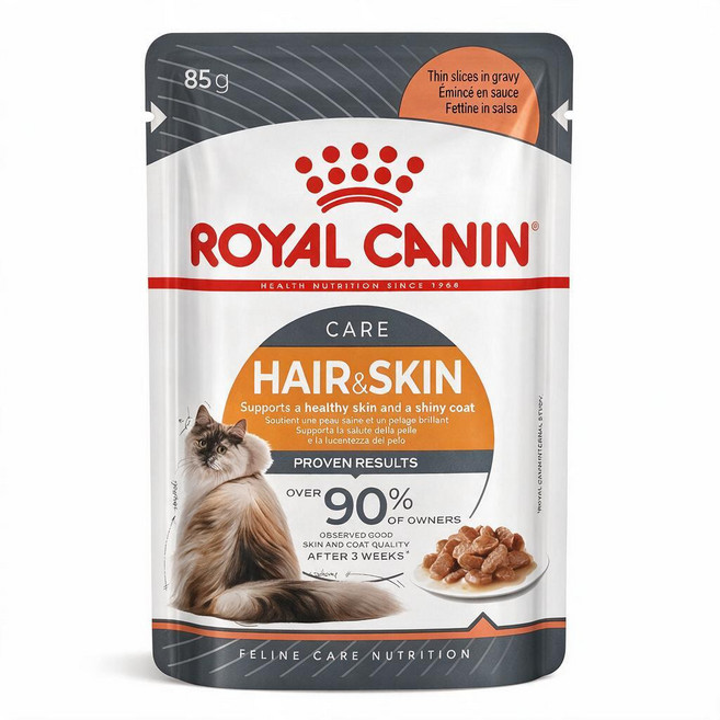 法國皇家 ROYAL CANIN 貓餐包 多入組, 85g, 24個, HS33W 亮毛成貓