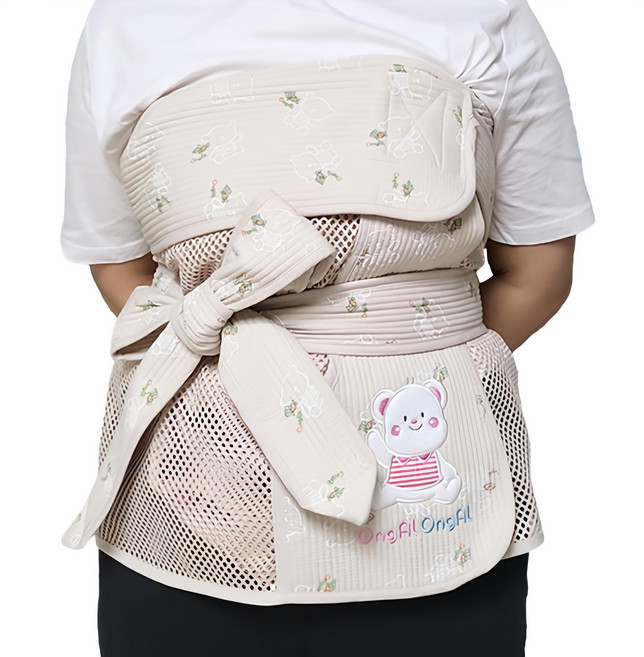 옹알옹알 안녕!곰돌이 망사 5부 포대기, 베이지