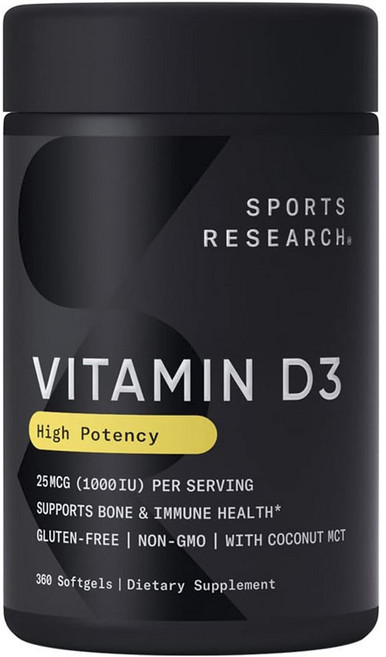 스포츠리서치 비타민 D3 25mcg 소프트젤, 360정, 1개