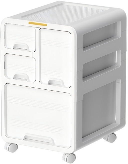 수납하마 다용도 책상 서랍장 이동바퀴 미니 수납장, 3단, 화이트
