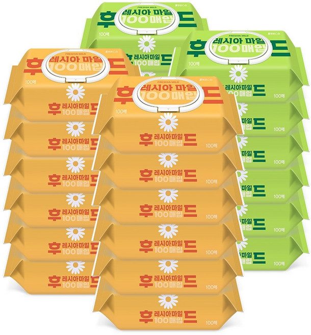 쌍용씨앤비 후레시아 마일드 물티슈 캡형 100매 24팩, 24개