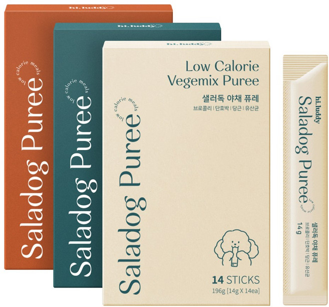 하이루디 샐러독 퓨레 3종 세트 강아지 짜먹는 야채 간식, 야채 단호박 당근, 588g, 1세트