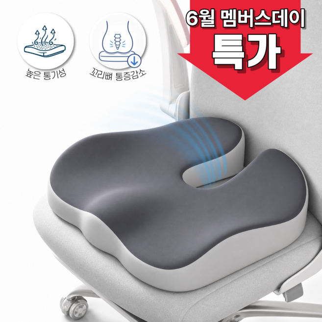 쥬레브 치질방석 고밀도 메모리폼 자세교정 건강방석, 그레이