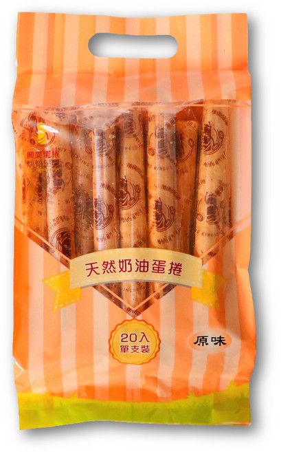 興麥 蛋捲烘焙王國 原味蛋捲 20支入 單支包裝, 1個