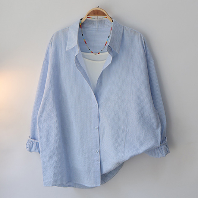 스카이코코 여성 긴팔 남방 우리 스트라이프 셔츠