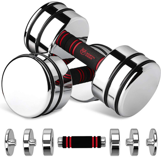 7.5kg (3.5kg5kg6kg7.5kg) [공식]Northdeer 아령 가변식 소형 스틸제 축면 마무리 크롬