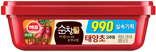 해표 순창궁 실속기획 990 태양초 고추장, 24개, 170g