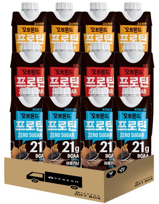 [YFRESH]오트몬트 프로틴세트250ML(고소한맛4 쿠키앤크림4 초코4)+ YFRESH박스, 250ml