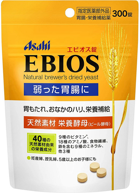 일본 아사히 에비오스 300정 천연 맥주효모 피로회복제 비타민 영양제 파우치 타입 [2021년 4월 신제품], 1개