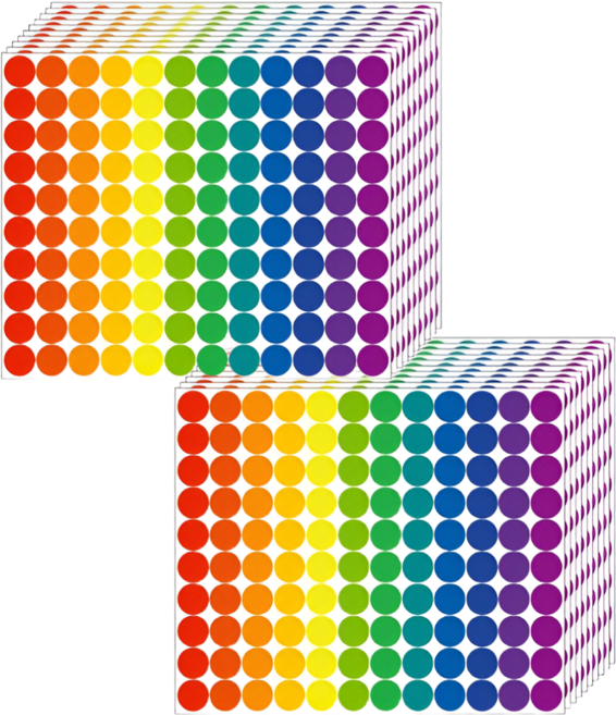 스노벨 컬러 원형 도트 스티커 13mm, 2개, S5183 혼합B형 1200pcs