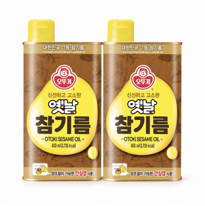 오뚜기 옛날 참기름 캔, 2개, 450ml