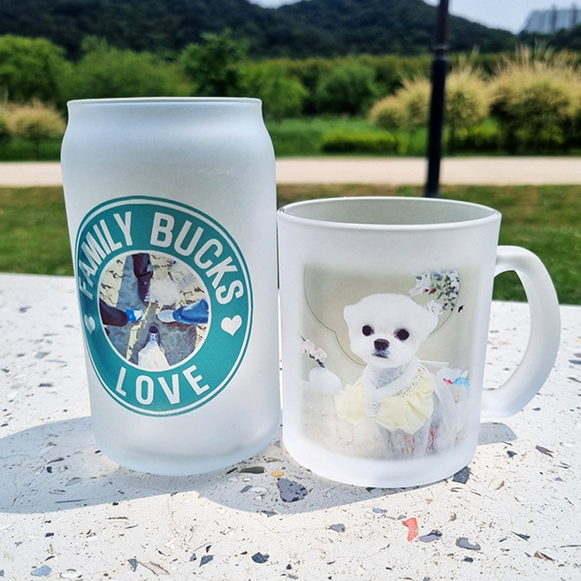 나만의 유리머그컵 주문제작 포토머그컵 답례품 커플선물 소량주문 대량주문, 1개, 아이스유리머그