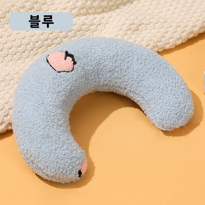 오늘도 뒹굴뒹굴 고양이 강아지 쿠션 미니 목베개, 1개, 블루