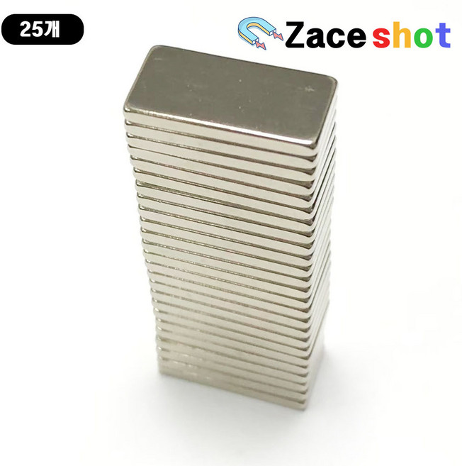 길이 20mm x 폭 10mm x 두께 2mm 사각 네오디뮴 자석 [제이스샷], 20*10*2T, 25개