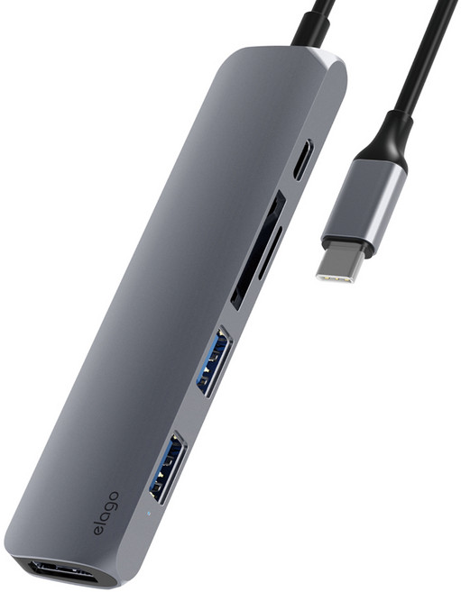 엘라고 6IN1 HDMI USB-C타입 노트북 맥북허브 (2타입), 카드리더, 1개