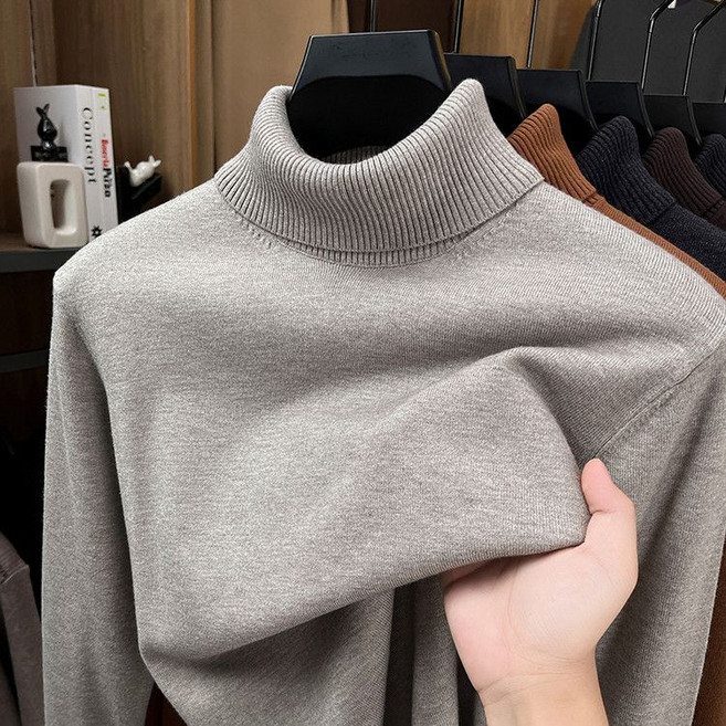 남성용 폴라 니트 스웨터 가을 겨울 캐주얼 데일리 도톰 이너 상의 심플 솔리드 따뜻한 니트 LJX
