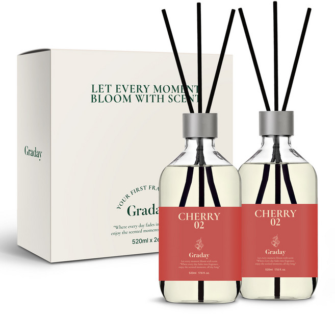 그라데이 디퓨저 선물세트, 2개, 520ml, 블랙체리 02