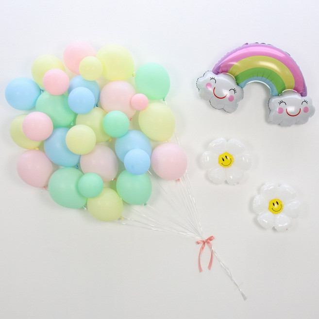 이벤트홀릭 열기구 풍선 생일파티용품세트 포토존 어린이날 장식, 1개, 5.파스텔(가랜드없음)