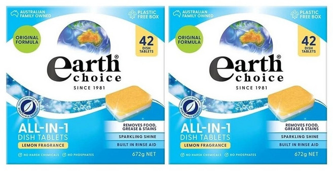 澳洲天然植萃多效合一(含光潔劑功效)Earth Choice BOSCH博世洗碗機用洗碗錠洗碗塊(42入), 672g, 2個