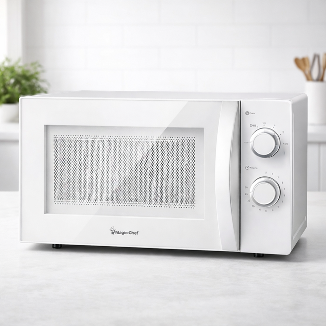 매직쉐프 전자레인지 화이트 다이얼형 자취방 사무실용 미니 전자렌지, 20리터