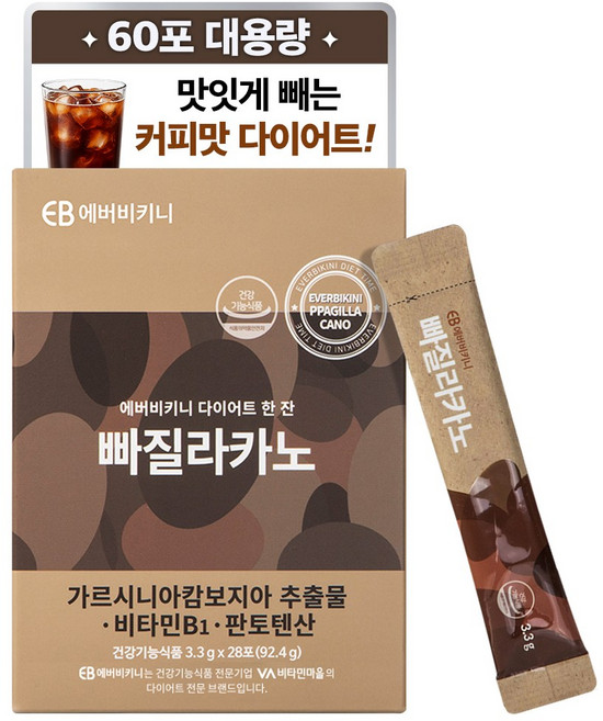 에버비키니 다이어트 한잔 빠질라카노 커피맛 28포, 92.4g, 1개