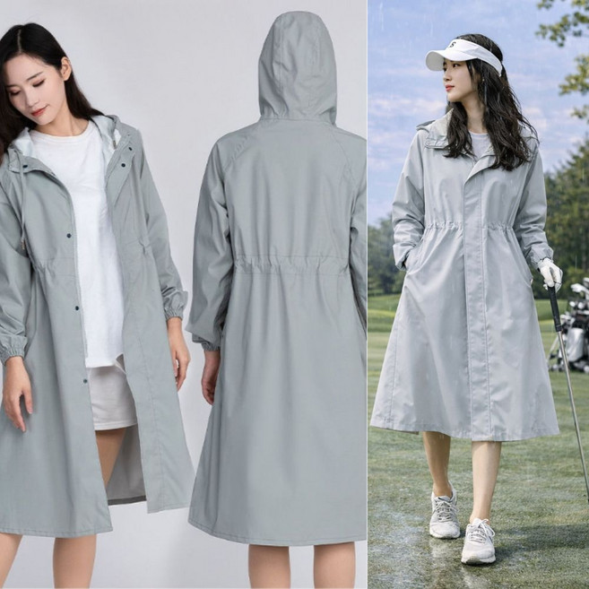 이지필드 여성 프리미엄 골프우비 레인코트 바람막이 방수비옷, 1개, 그레이