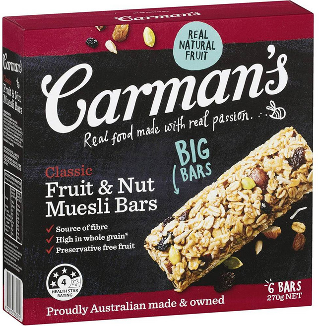 카맨스 뮤즐리 프로틴 그래놀라 후르츠 너트 스낵 바, 270g