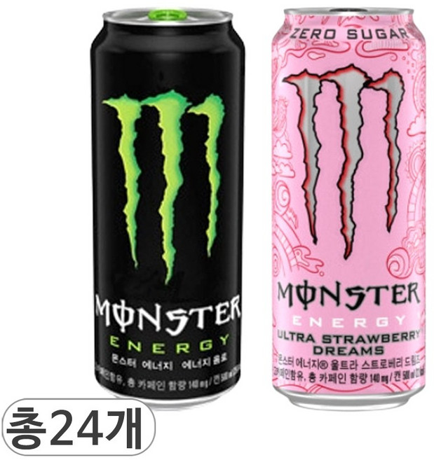 코카콜라 몬스터 에너지 그린 & 스트로베리, 24개입, 500ml