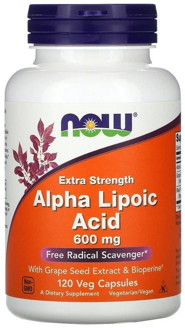 나우푸드 알파리포산 고함량 항산화제 당뇨 혈당유지 및 갑상선 기능 보조 600mg 120베지캡슐, 120정, 2개 - 쿠팡