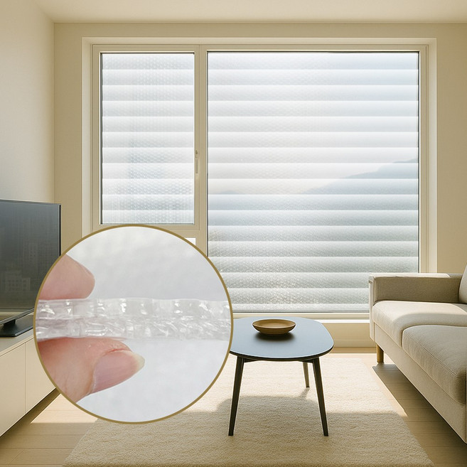 물없이 붙는 창문 단열 뽁뽁이 더블(7중) 블라인드형 1m X 5m / 딱포미, 1개