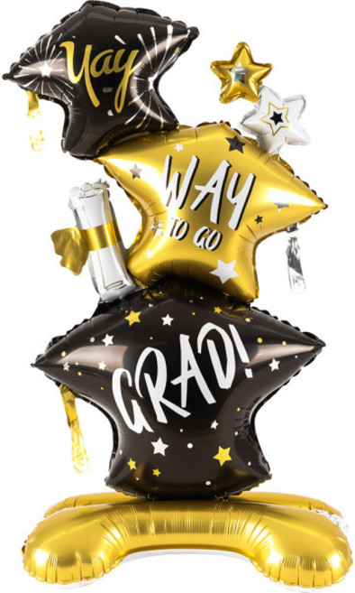 하하홈파티 졸업 트리플 학사모 스탠딩 대형 풍선, 1개, 혼합