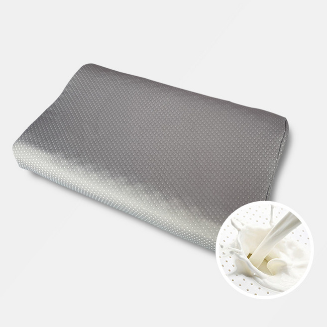 슬릭스 천연라텍스 베개 기본(30x50cm) 마사지형 굴곡 텐셀커버, 그레이, 1개